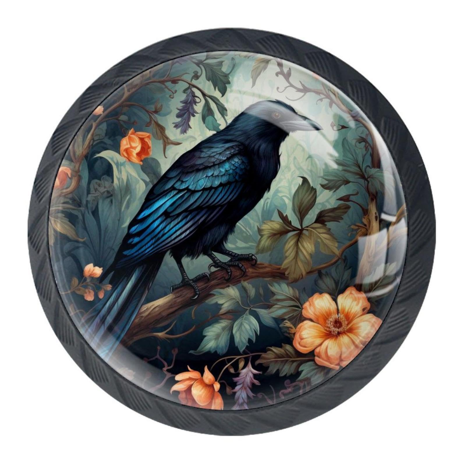 Luoweisi Multi 20 4Pcs Drawer Knobs Crow Bird Cabinet Knobs Cupboard Handles Hardware Round Mushroom Door Pull Handle For Cabinet Wardrobe Drawer Bedroom Bathroom Furniture