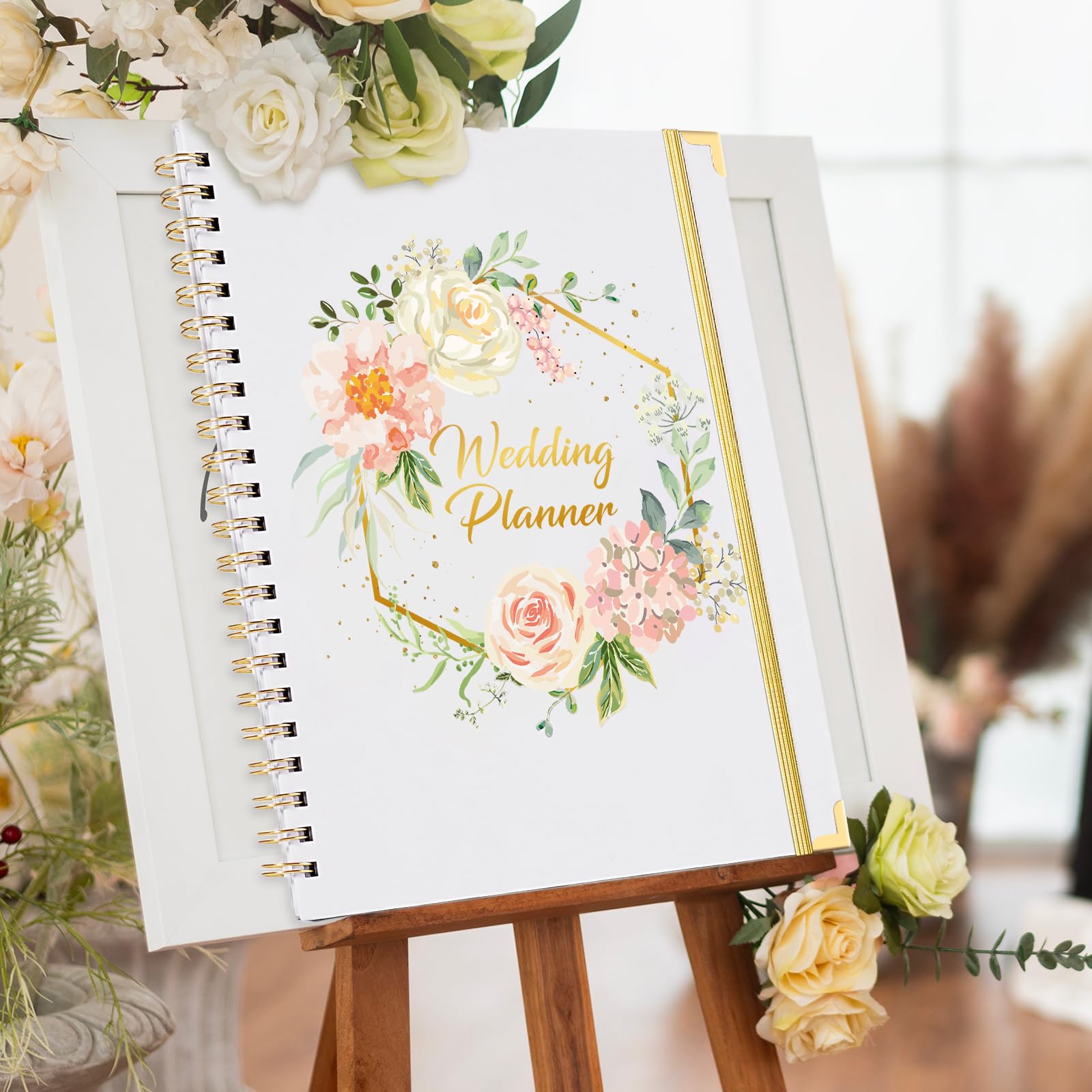 Hochzeitsplaner & Organizer – Hochzeitsplaner Buch und Organizer für die Braut, Hochzeitsplanungsbuch mit 5 Registerkarten, 22,9 x 30,2 cm, Hardcover mit Metallecken + 5 Innentaschen +