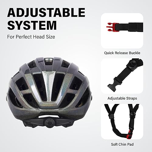 Miniatura 7 de Casco de bicicleta de carretera para adultos jóvenes, casco de bicicleta de montaña ajustable para hombres y mujeres con visera desmontable, 2
