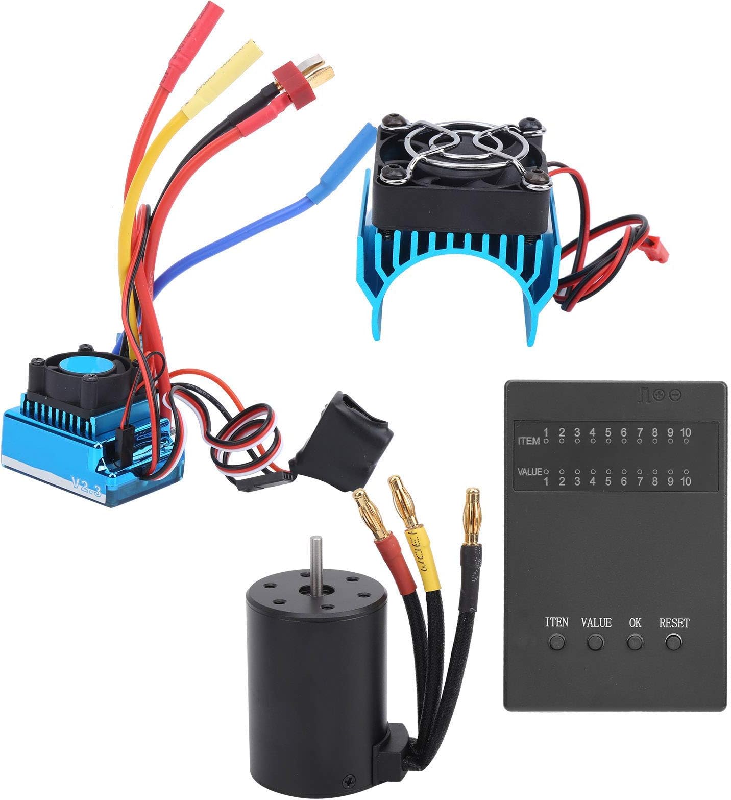 3650 Motor 2300KV+ 60A Brushless ESC + Program d + Heat Sink Set,Lightweight and Easy to Use 2300KV 3650 Motor, for 1/10 RC