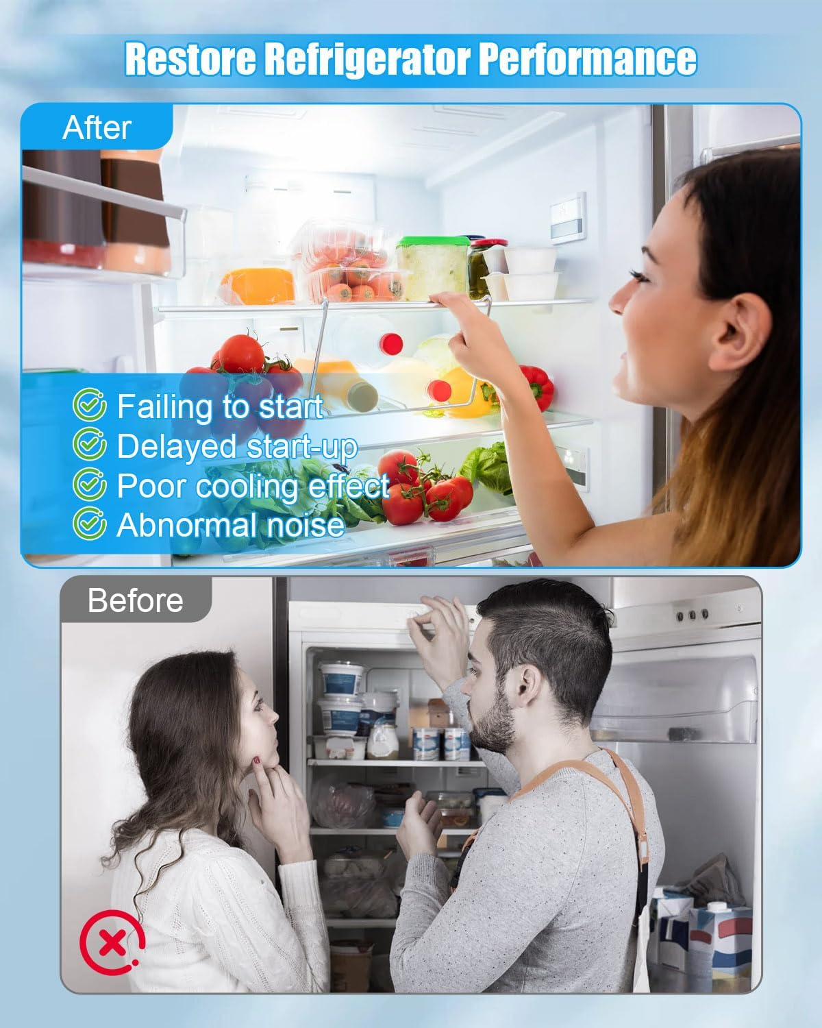 EAE32501017 Refrigerator Run Capacitor Compatible with LG, Refrigerator Start Relay Replace 3285814 AP5977037 PS11710162 EAP11710162, 20μF+5% 450VAC 50/60Hz