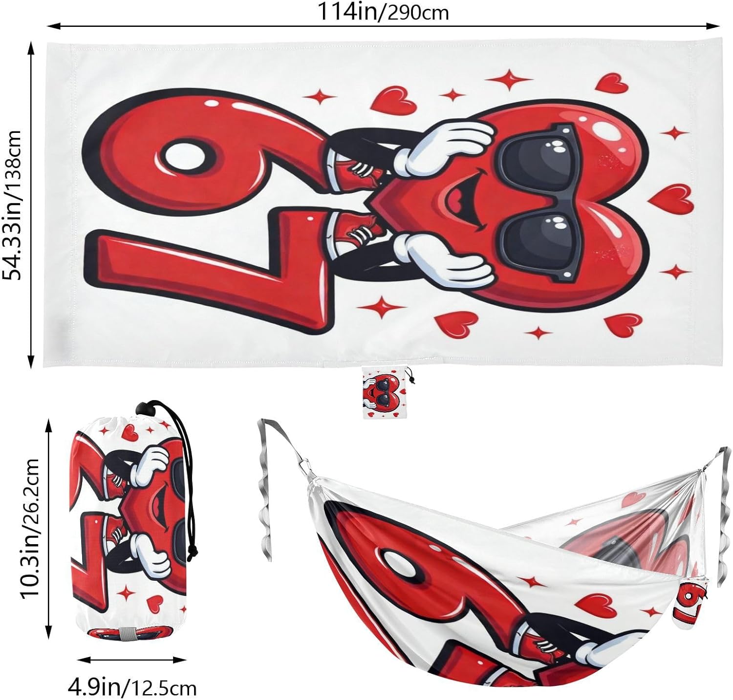 Valentine Cool Heart 67 Hammocks with Tree Straps Indoor Hammock for Camping Travel Accessories