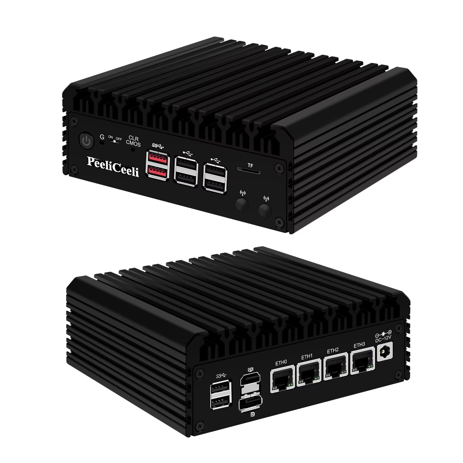 2025 N150 Lüfterlos Mini PC Barebone, OPNsense Firewall Appliance 4X i226-V 2.5GbE LAN Port, Büro/Home Micro Desktop PC Dual 4K HD+DP, TF Card Slot (No RAM/SSD/OS)