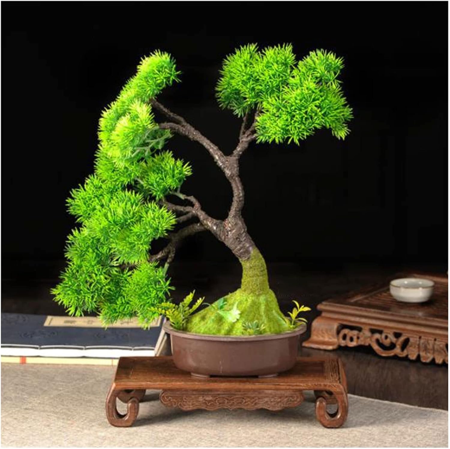 Bonsai Pedestal Vase Pedestal Stands Rectangular Scroll Teapot Base Buddha Statue Base Vase Base Wooden Potted Plant Base Bonsai Base Planter Stand Plant Holder(B)