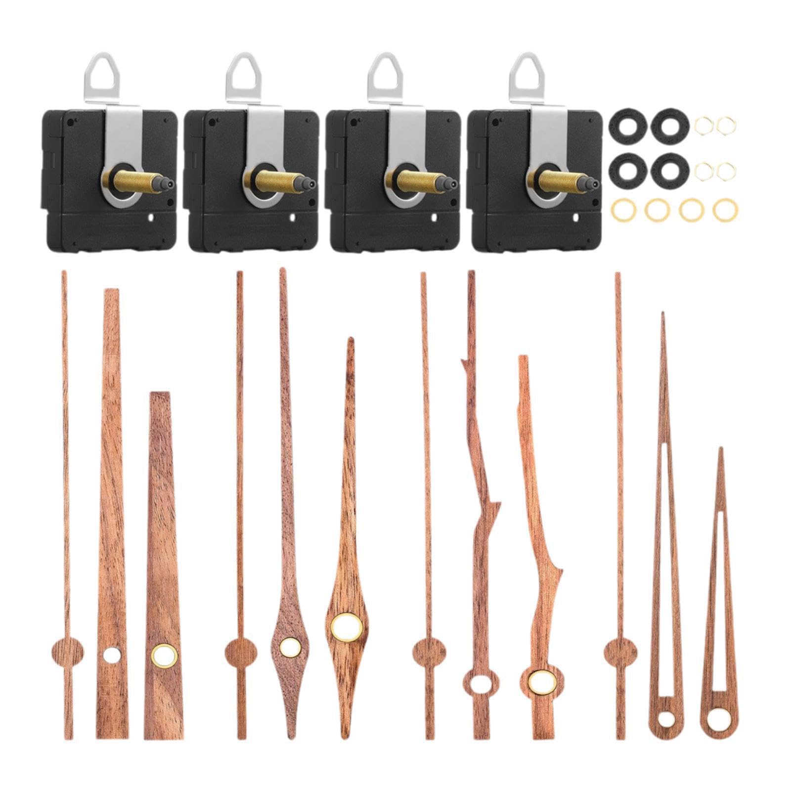 TWISAXC 4set lent Clock Movement Mechanism Replacement Set DIY Wall Clock Repair Parts Replacing Damaged Parts, Wood and Black, 32mm