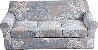 Vista 50 de KRFOONN Fundas elásticas de sofá de 4 piezas para sofás de 3 cojines, funda de sofá estampada con 3 fundas de cojín de asiento separadas, fundas