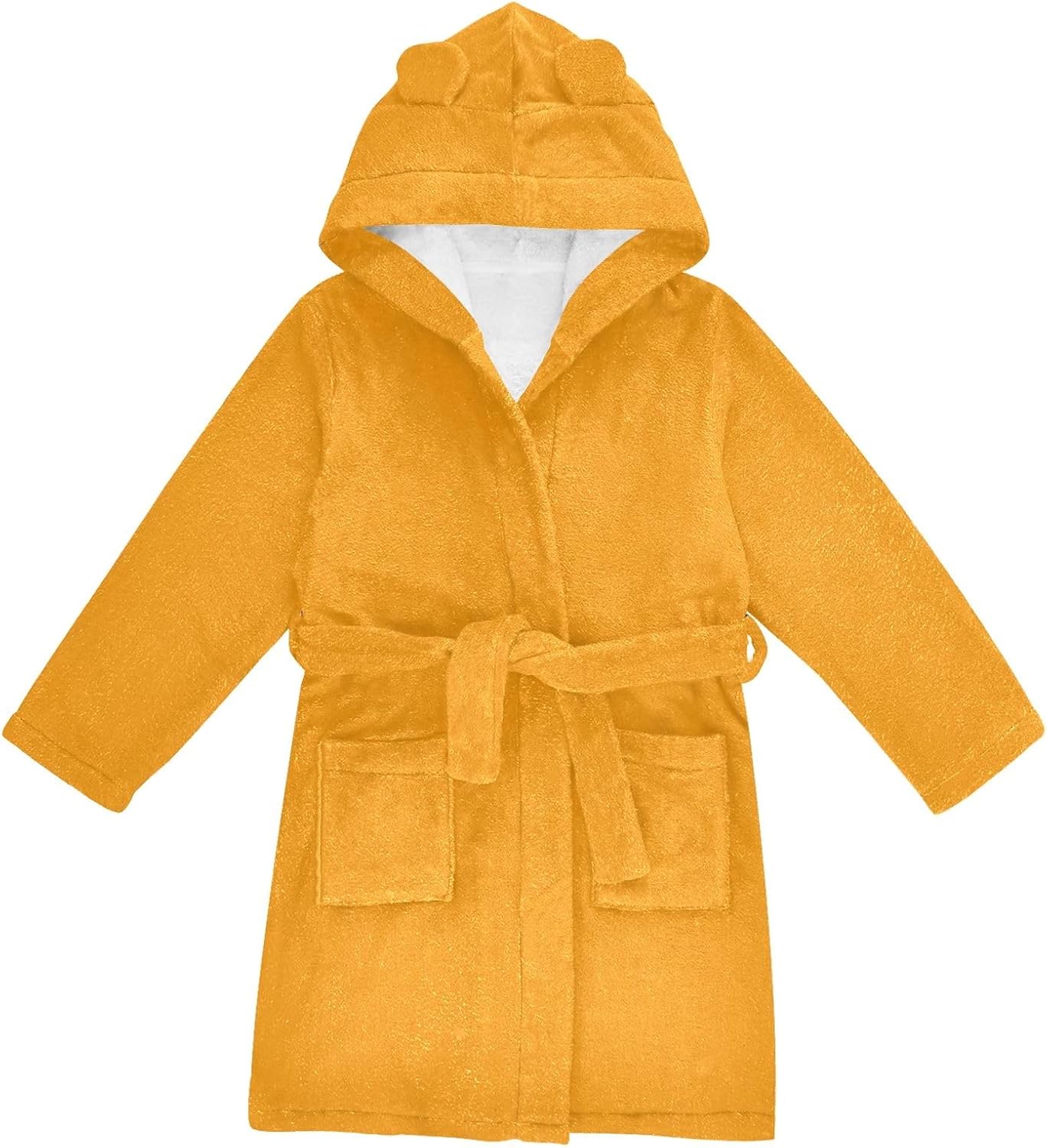 Marigold Kids Bathrobe, Soft Plush Hooded Towel Robe for Boys Girls, Quick Dry Swim Beach Bath Robes
