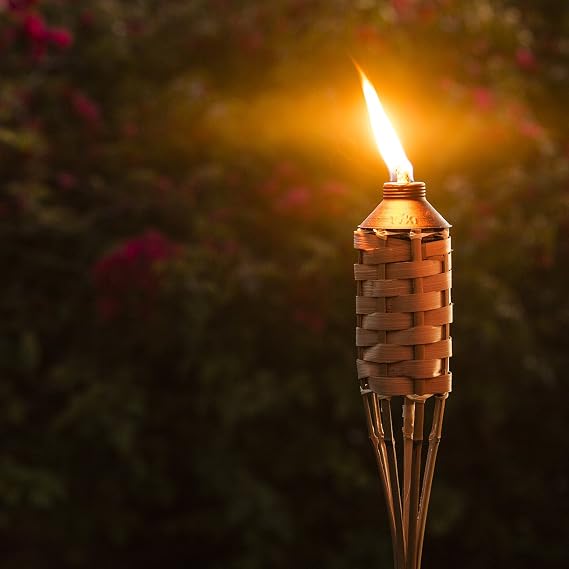 TIKI Bamboo Outdoor Torches 12-Pack 57 Inch Backyard Garden Set