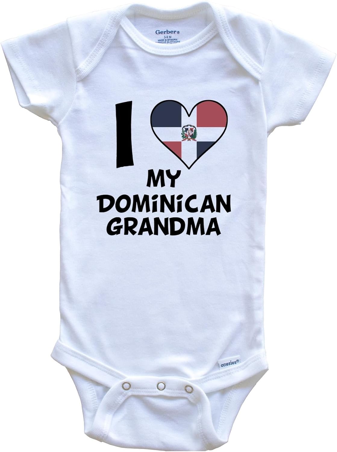 Really Awesome Shirts I Heart My Dominican Grandma Dominican Republic Flag One Piece Baby Bodysuit