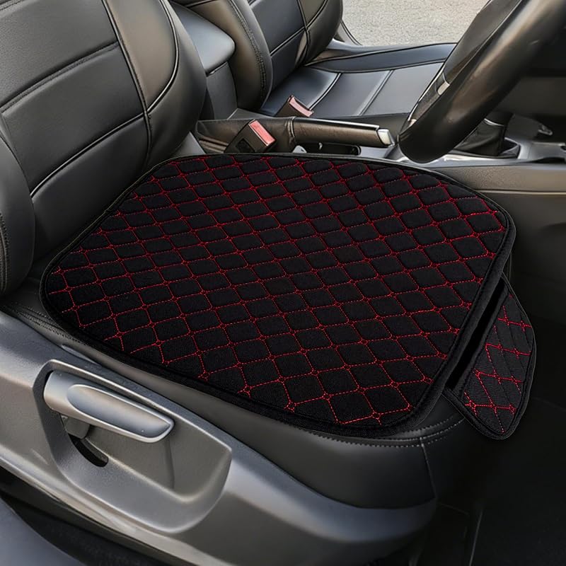 Capa para Banco Dianteiro de Carro em Couro com Base Antiderrapante e Bolso K2-Black Red