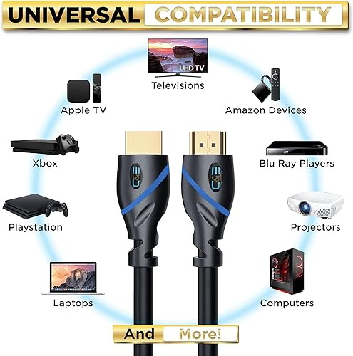 Miniatura 5 de C&E Cable HDMI de alta velocidad con Ethernet negro, (1.5 pies1.3 ft), soporta 4K, 3D y retorno de audio
