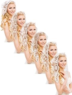 Mantilla Chapel Veils for Church Catholic Short Embroidery Lace Head Coverings Christian Veils for Women Bridal