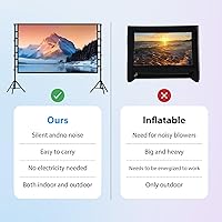 Vista 3 de Outdoor Projector Screen with Stand 150 Inch: VOOPVOR Portable Projection Screen and Stand, Indoor Rear Front Movie Screen 16:9 4K HD, with Carry