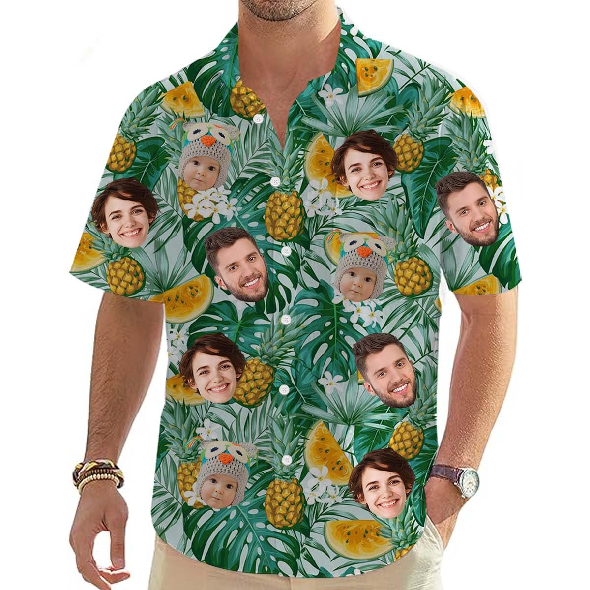 Chemise Hawaïenne Personnalisable Avec Photo - Homme/Femme, Manches Courtes, Style Tropical - 3