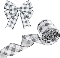 Vista 9 de Cinta de alambre con rayas blancas y negras - 1.5 pulgadas x 10 yardas, cinta de primera calidad para envolver regalos, decoración navideña