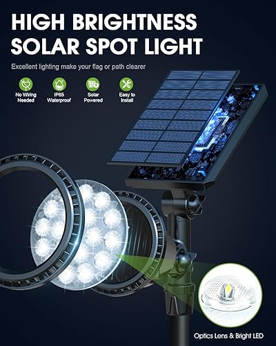 Miniatura 9 de DBF Luces solares para exteriores, luces solares ajustables para exteriores, panel solar de 2.5 W y brillante, 2 en 1, impermeable, Halloween,