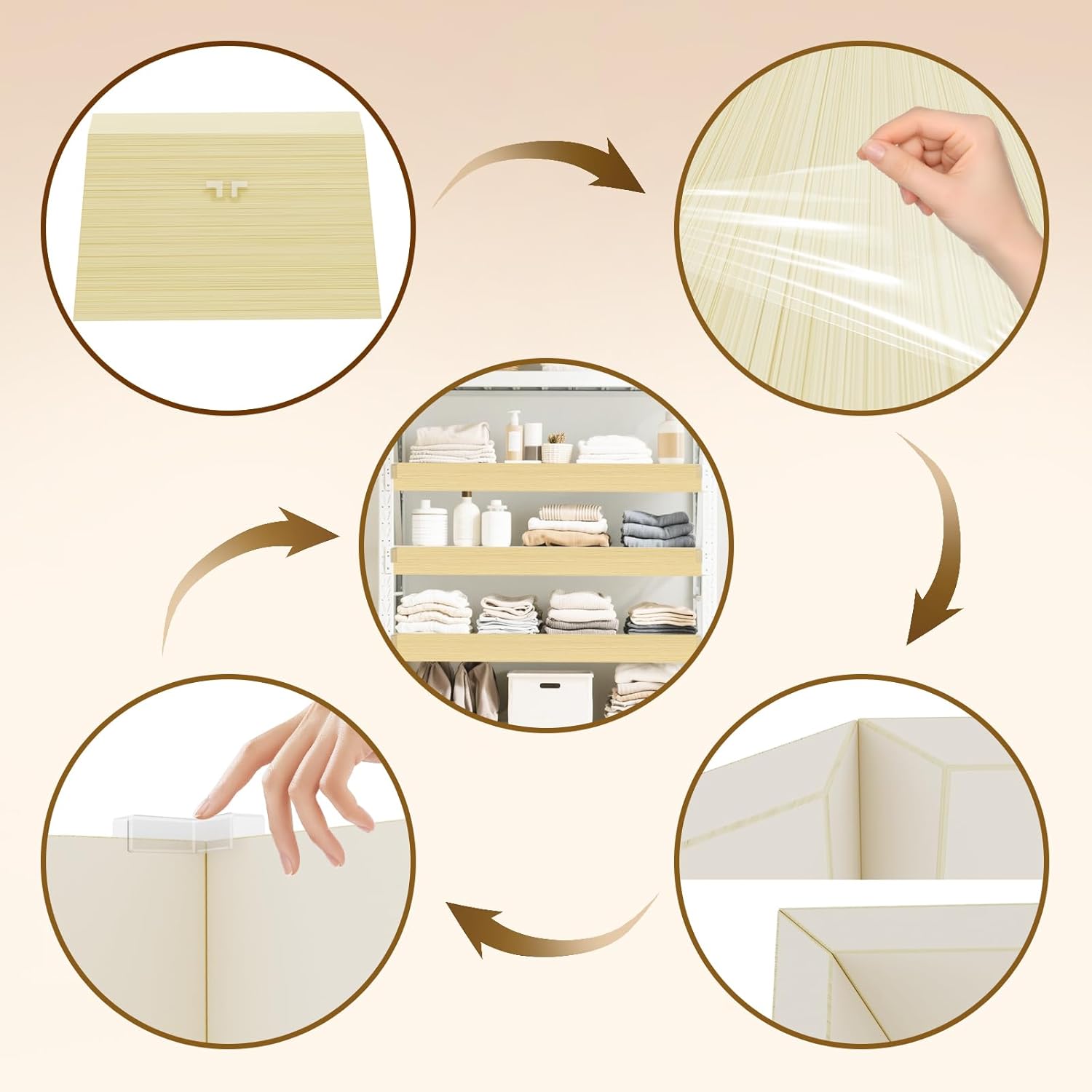5pcs 0.4 Inch Thick Wire Shelf Covers for Pantry, PVC Faux Wood Removable Closet Shelves Cover, Wire Rack Covers Liners for Kitchen Bathroom Storage Shelf (33X16IN)