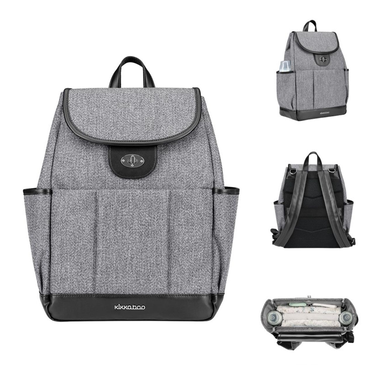 Kikkaboo Wickeltasche Morice Rucksack Magnetknöpfe, Drehverschluss, verstellbar grau