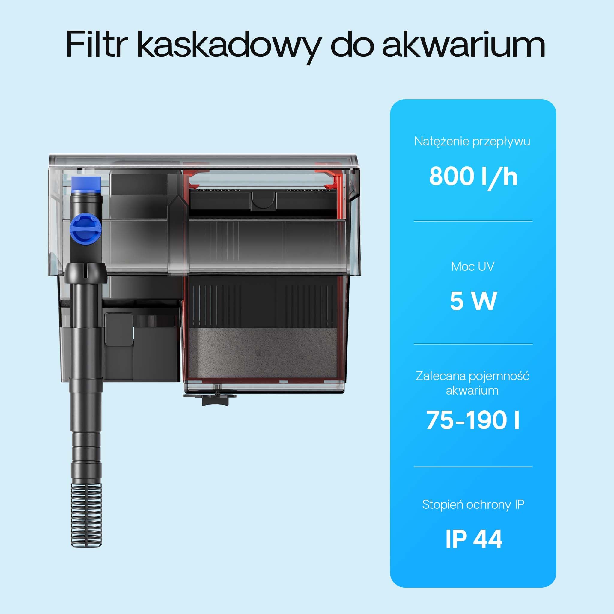 SunSun CBG-800 Hang On Filter Filter Filtr do zawieszenia na akwarium 800l/h akwarium do 190l z UVC