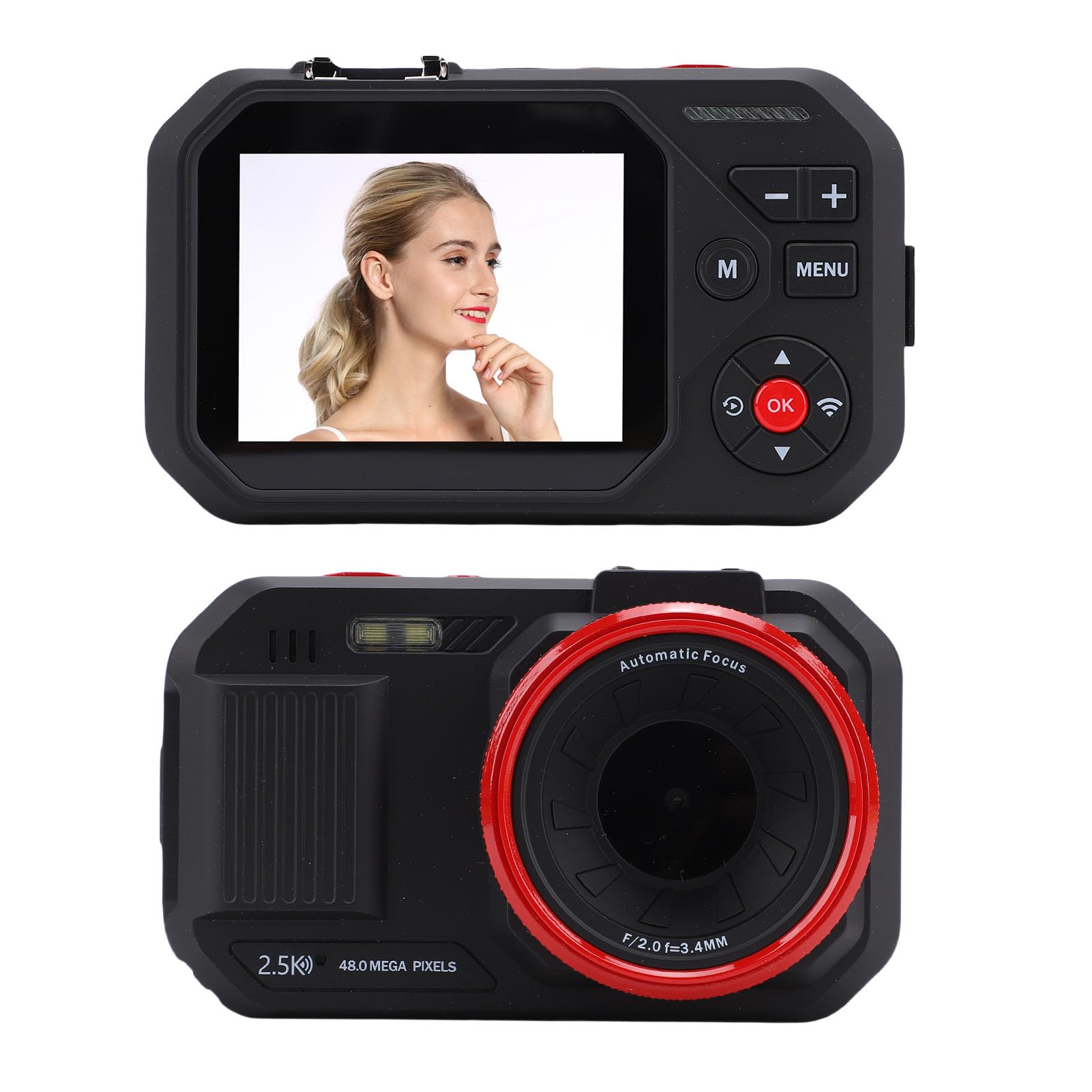 48MP HD 16x Zoom Autofocus WiFi Fotocamera Digitale con Schermo a Colori 2.8 Pollici per Fotografia, Obiettivo Ottico, Sistema di Zoom Digitale 16x, Schermo Display a Colori (Nero)