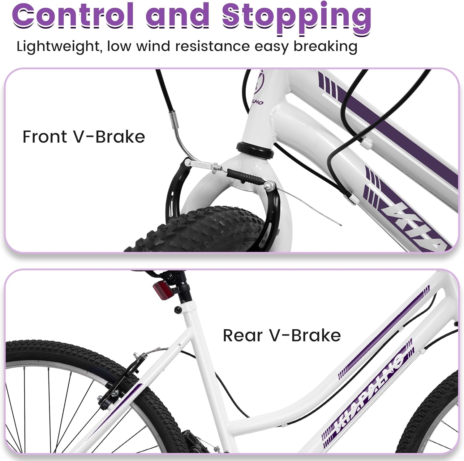 Ecarpat 24/26 Inch Mountain Bike for Girls Women, 21 Speed Mountain Bicycle with Dual V-Brake, Carbon Steel Frame, Commuting City Bike to School Work Summer Travel