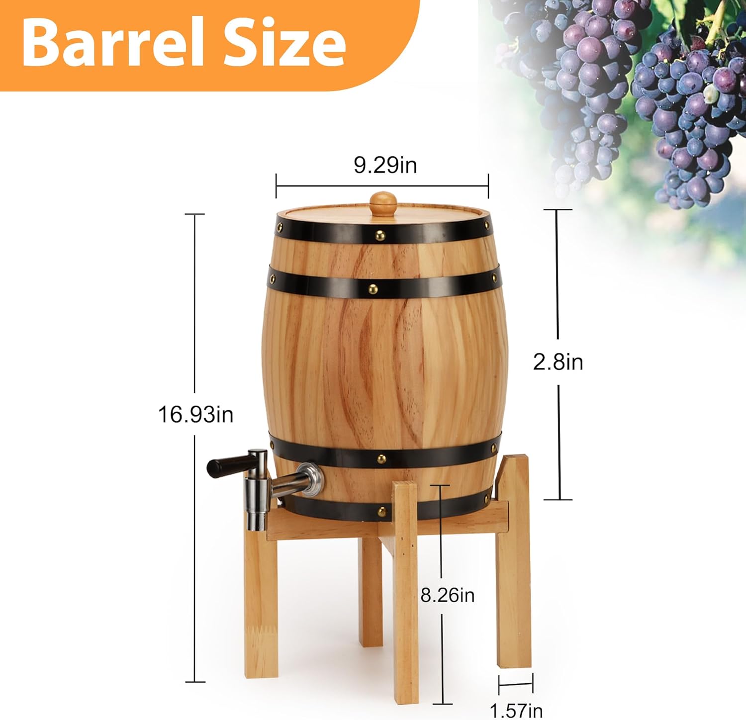 3L Wooden Beer Tower Dispenser Drink Built in stainless steel liner, which can hold beer, red wine, white liquor, cocktails, etc Removable Easy to Clean Keg Tag for Party