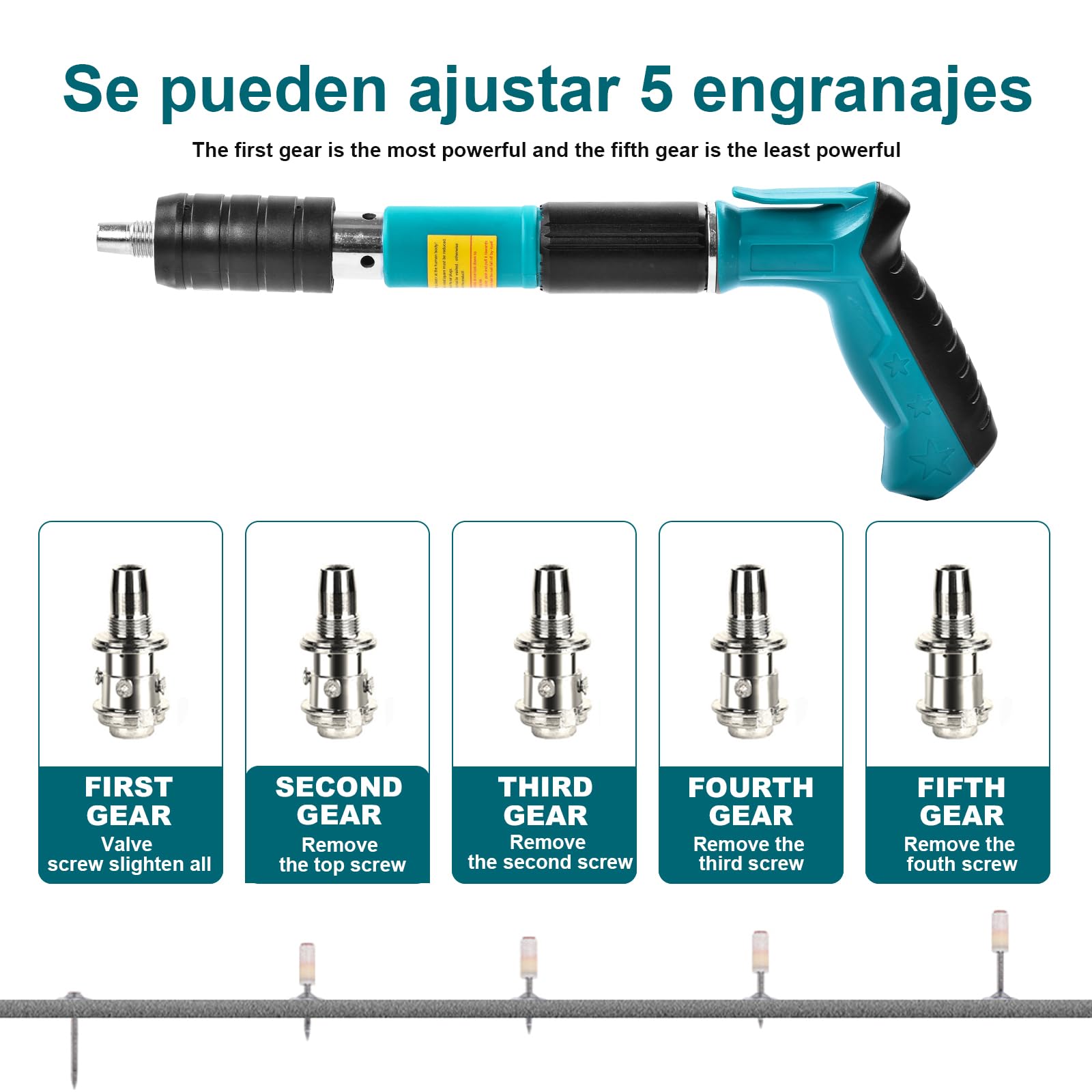 Pistola de Clavos Manual Clavadora Pistola Clavos Hormigon con 220Clavos Pistola de uñas Acero Ajustable de 5 Velocidades con Silenciador Nail Gun Clavadora cemento para Pared Acero Cementode Concreto