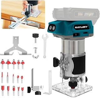 Cordless Router Compatible with Makita 18V Battery, 800W Brushless Wood Trimmer with 5-Speed, Straight Guide, Guide Wheel, 15 1/4-Inch Bits and Spanner, Palm Router for Woodworking (Tool Only)