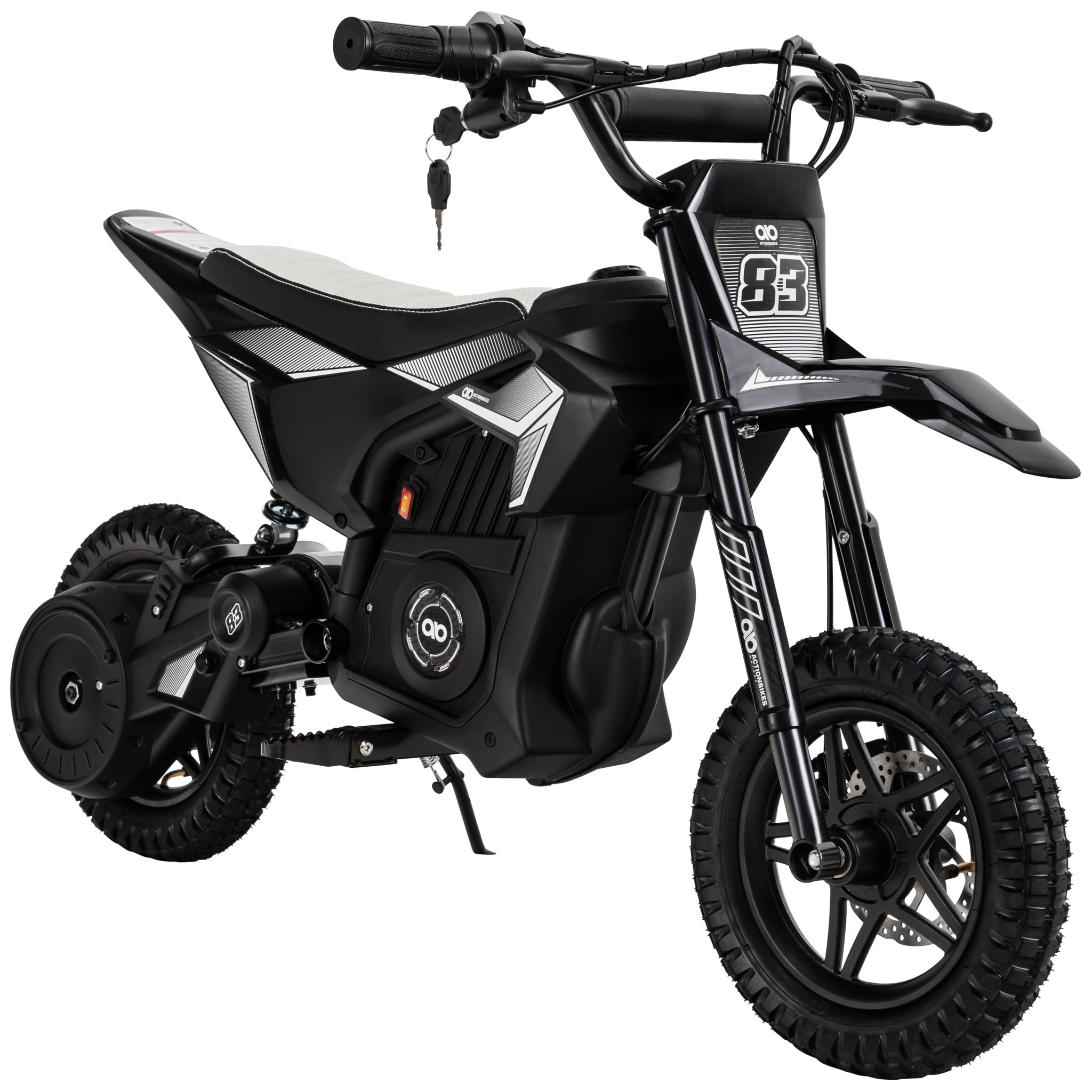 Actionbikes Motors Elektro Motorrad Kinder | 𝟐𝟒 Volt 𝟐𝟓𝟎 Watt Motor bis 𝟐𝟐 km/h | E Bike | Dirt Bike | Electric Bike | Motocross | Pocketbikes | Pocketbike | Dirtbike ab 8 Jahren (Schwarz)