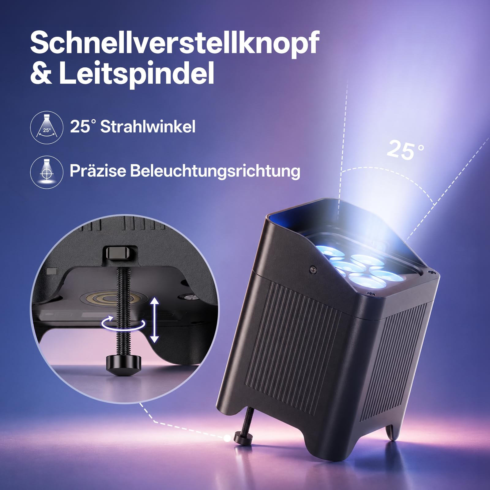 U`King Akumulator LED RGBWA+UV, 140 W IP65 Wodoodporna lampa sceniczna z akumulatorem 8800 mAh, obsługuje D MX Bezprzewodowy 2.4G Pilot na podczerwień Aplikacja na wesele, imprezy plenerowe