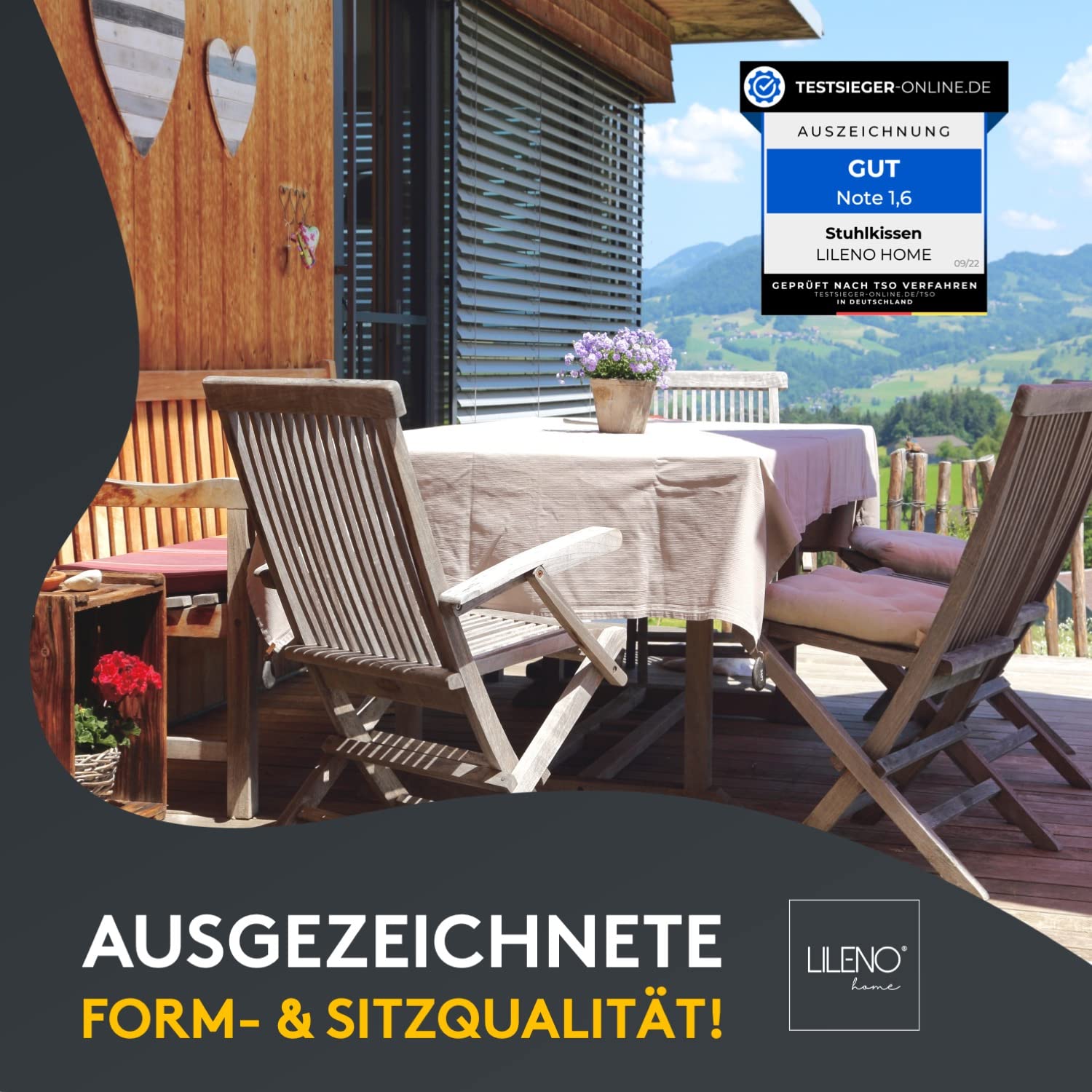 LILENO HOME 6er Set Stuhlkissen 34 Weiß (40x40x6 cm) - Sitzkissen für