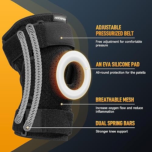 Miniatura 3 de Rodillera extraíble de talla grande, soporte de rodilla con estabilizadores laterales y almohadilla de gel de rótula para dolor de rodilla, desgarro