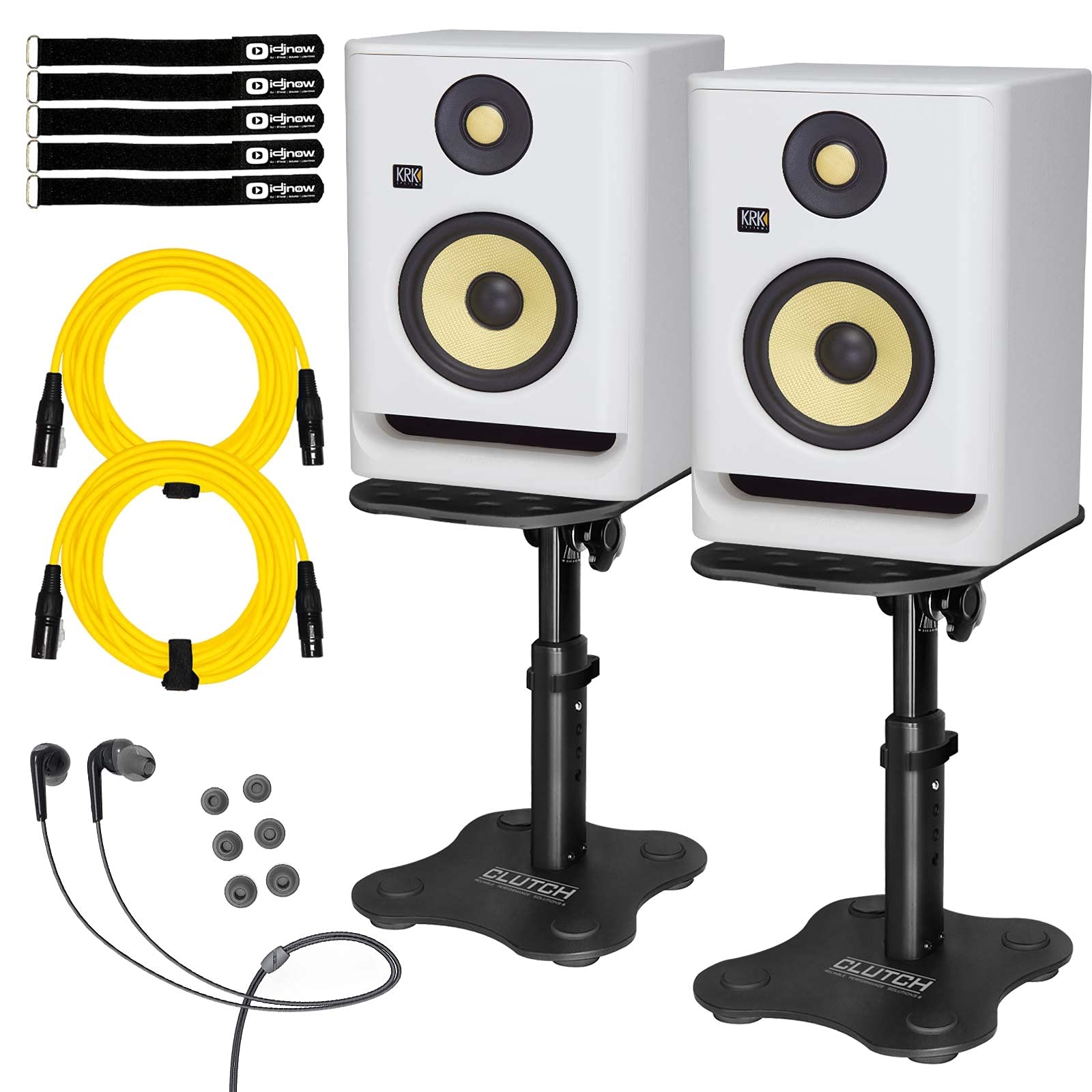 KRK ROKIT 5 G4 RP5G4 5" Active Studio Monitor Speakers White w Desktop Stands