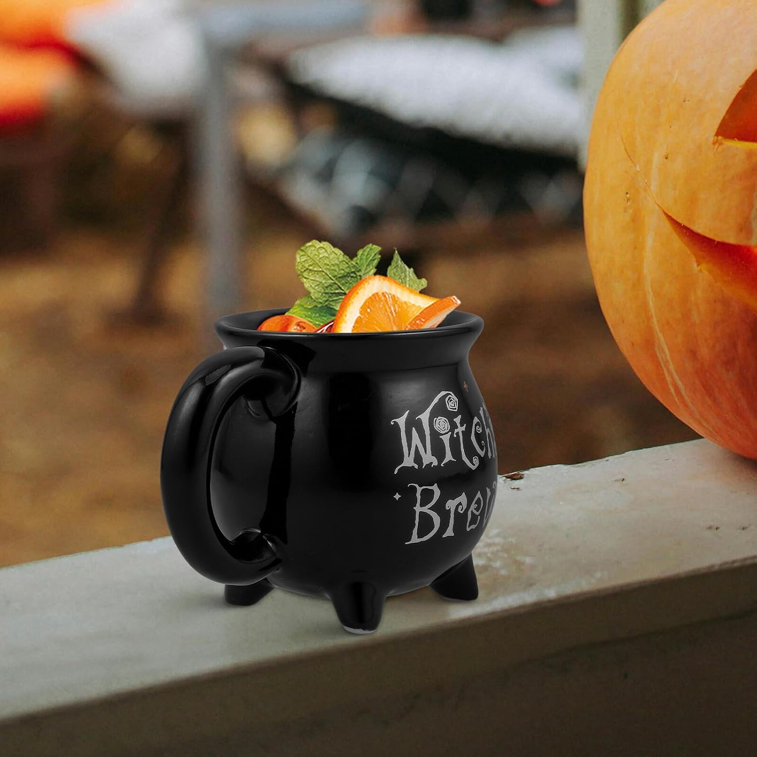 Alipis Witch Cauldron Coffee Mug Ceramic 350ml Black Halloween Decorative Drinkware Potion Cup Halloween Home Decor