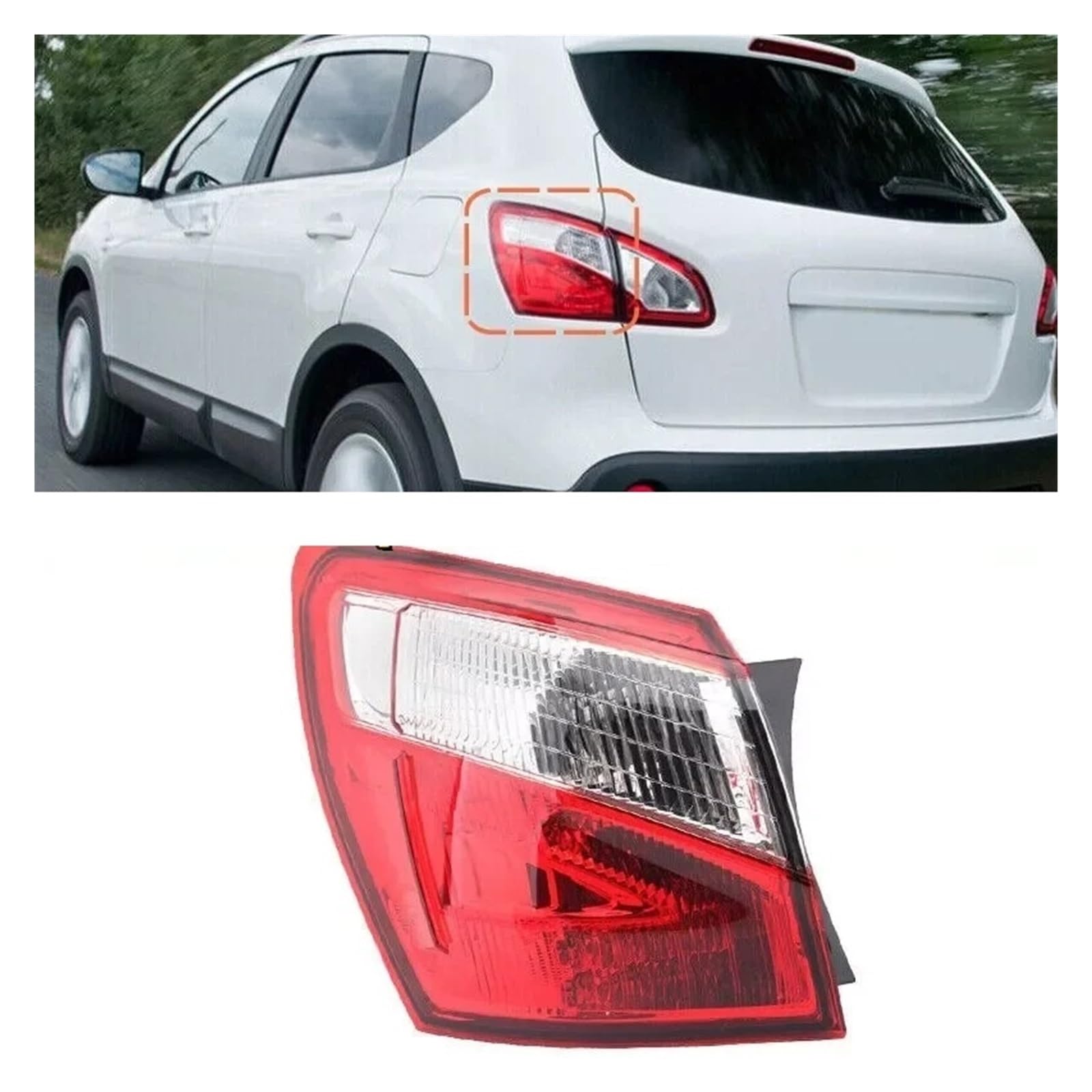 Sdzsdas One Color Tail Lights Led Tail Light For Nissan For Qashqai 2008-2015 Eu Version Brake Light Turn Signal Light Fog Lamp Accessories Car Rear Light(Outer L)
