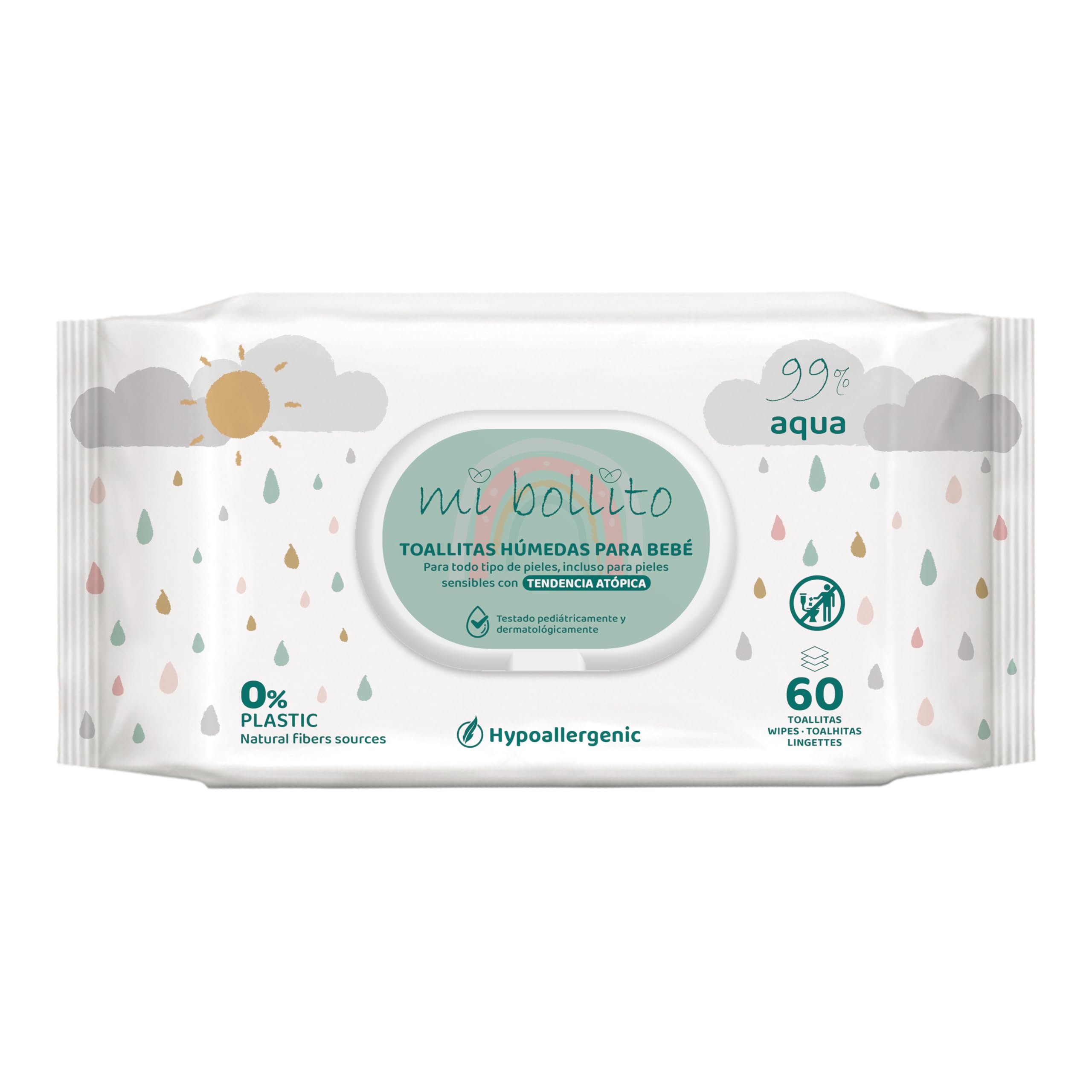 Toallitas Bebé 99% Aqua Pure, 100% Fibras Vegetales, 960 Toallitas, 16 Paquetes, PH Neutro, Piel Sensible y Atópica, Sin Perfume, Aptas Recién Nacidos
