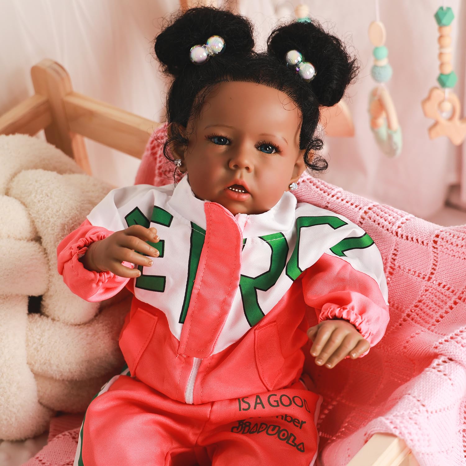 Rebornova Reborn Baby Dolls Black Girl, African American 20 Inch Realistic Newborn Baby Dolls with Lifelike Soft Body Silicone Limbs Birthday Gift Set