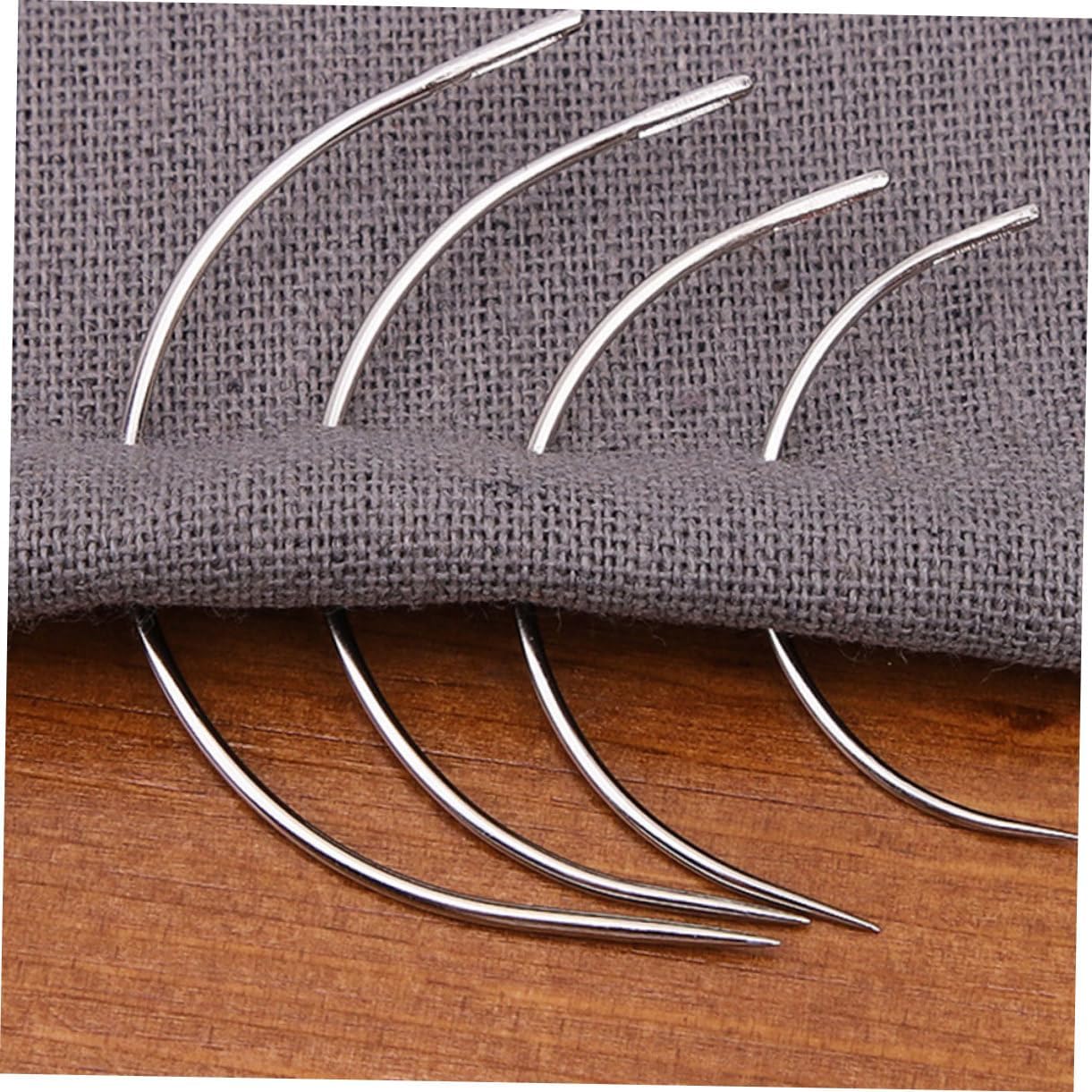 Artibetter 200pcs Curved C Type Hand Sewing Needles for Wig Making Big Eye Stitching Needles with Assorted for Crafts Leather Repair Upholstery and Crochet