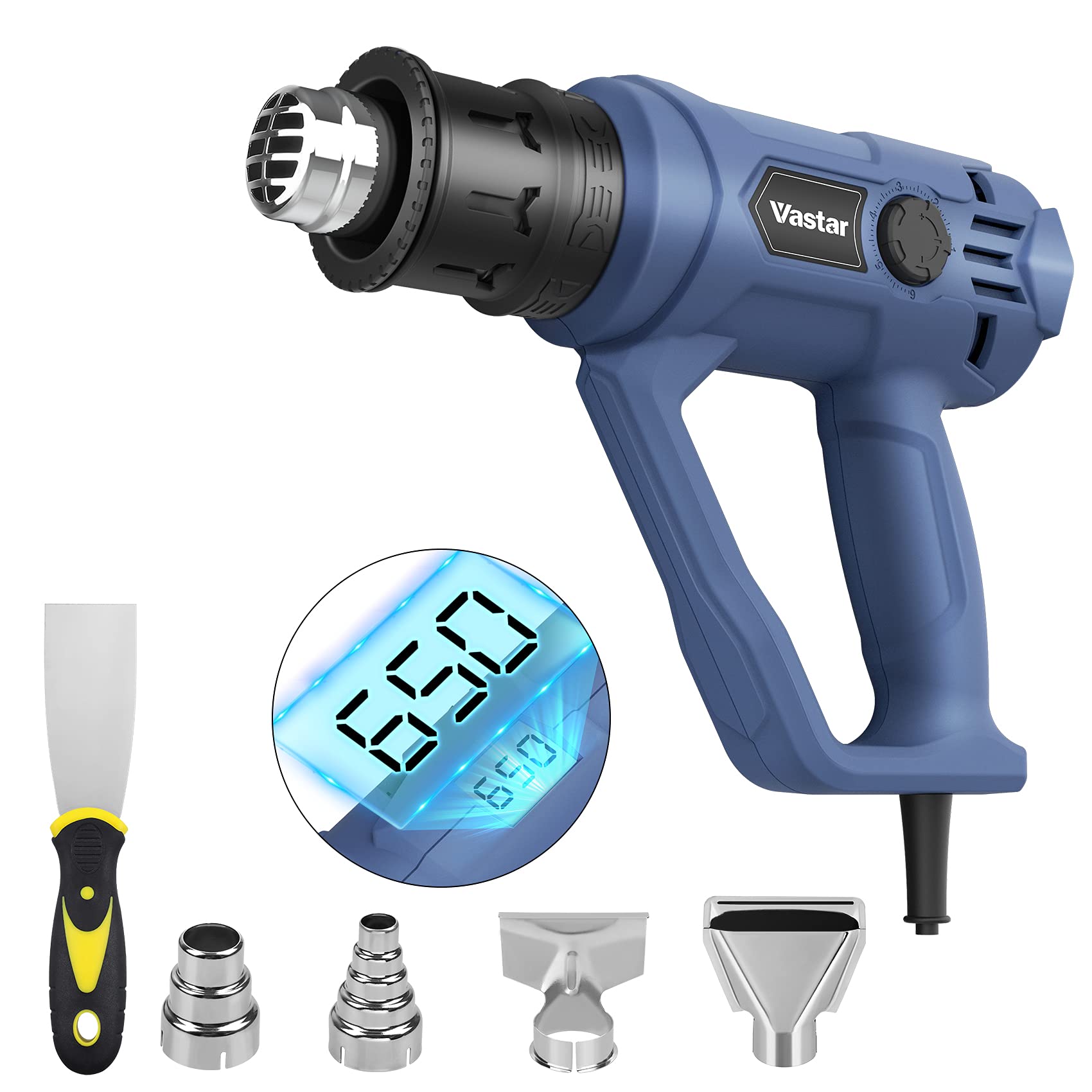 2000W Heat Gun, Vastar Hot Air Gun with LCD Digital Display, 50℃- 600℃ Variable Temperature Control, for DIY, Stripping Paint, Soften Glue, Unfreeze Water Pipes, Father's Day Gifts for Men