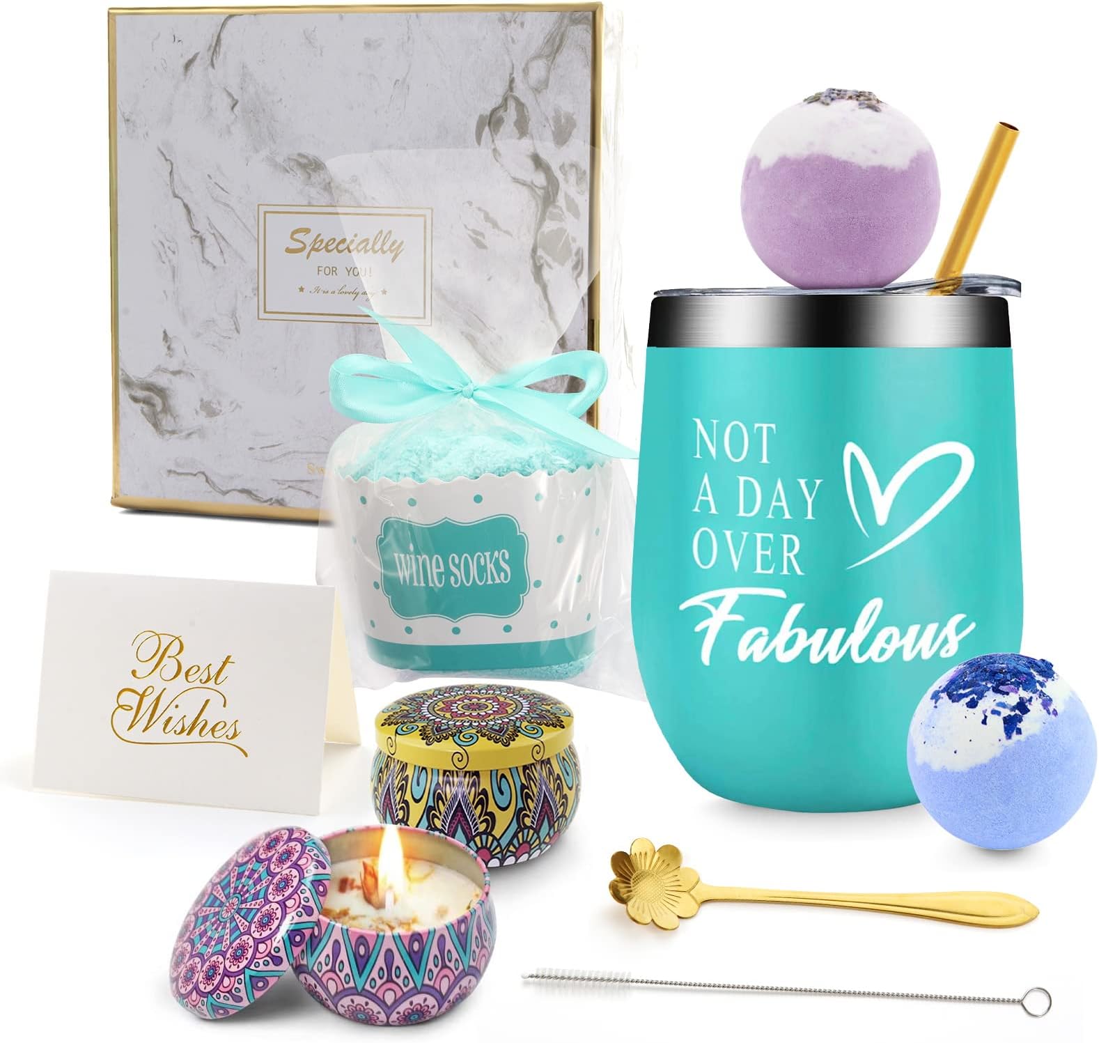 Spa Gifts for Women - Spa Gift Set for Women Friends Coworker Mom Sister,Birthday Box for Women,Birthday Gift baskets for Women,Bath&Candle Set Gift Ideas for Women