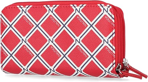 Miniatura 3 de Nautica On The Double Zip Around - Cartera de mano RFID para mujer con correa de muñeca, Rojo Brillante