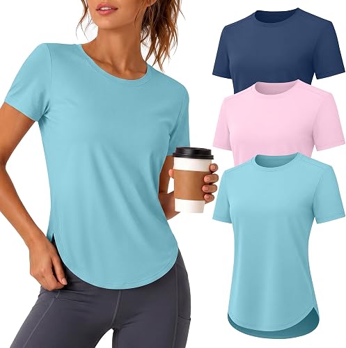 Sweetyweee 3 Pack Women's Workout t Shirts, 3-Color, XX-Large