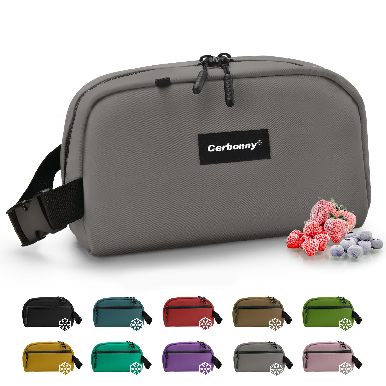 Cerbonny Freezable Lunch Bag for Work & School, Kid/Adult Travel, Fit for Yogurt 3+ (Grey)