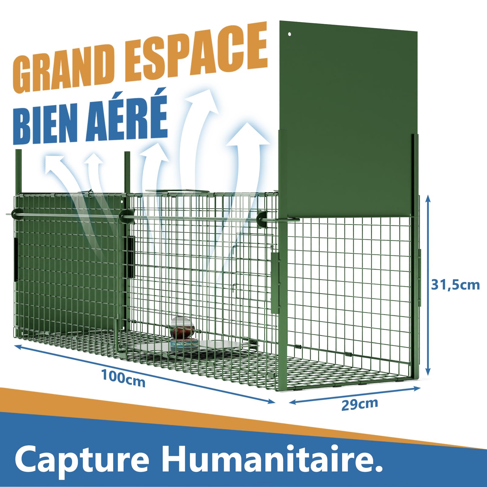 Trampa Animales Vivos 100 X 29 X 31.5 cm Jaula Trampa Gatos Grande Trampa para Gatos
