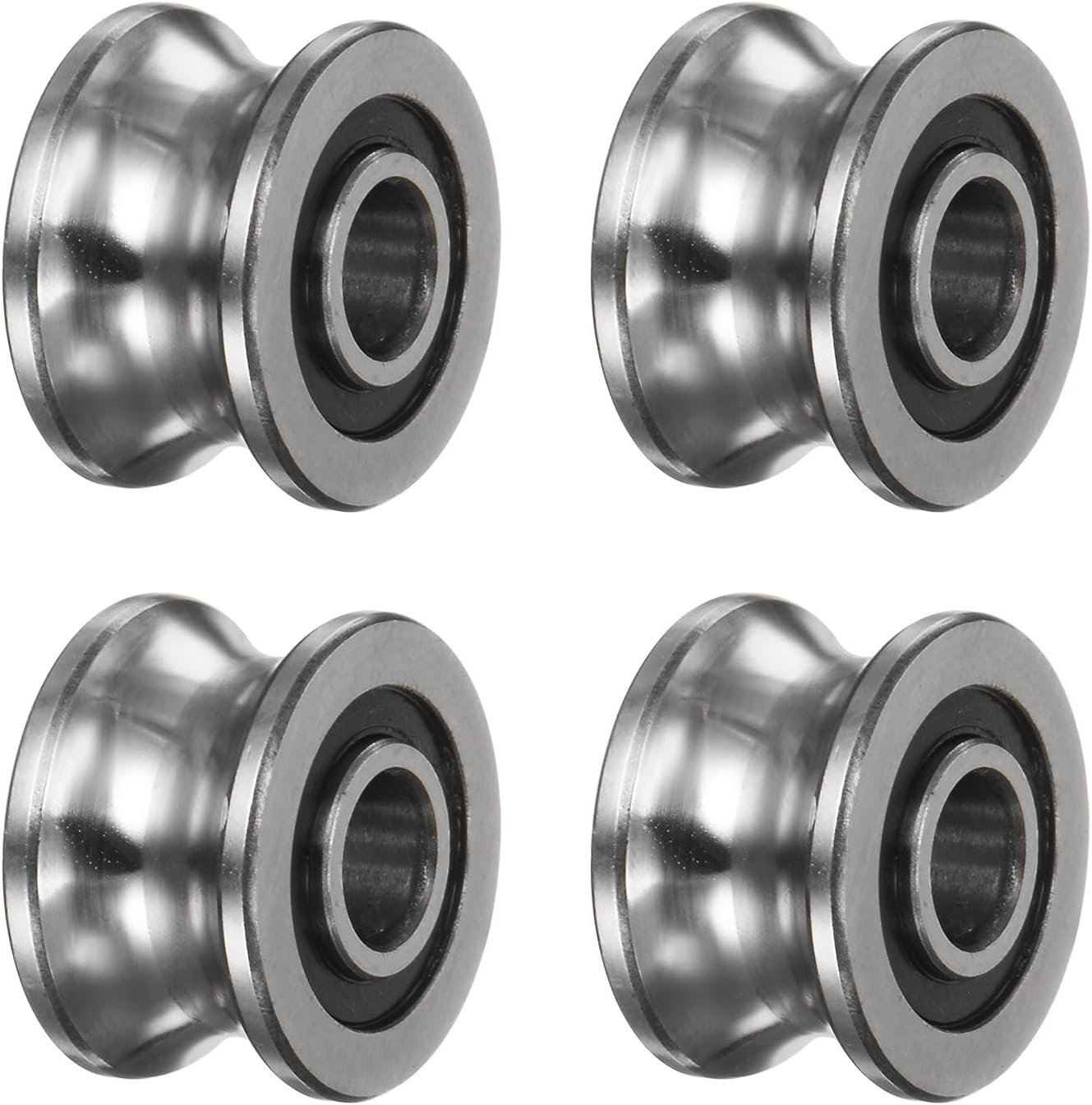 uxcell 4pcs SG22 U Groove Track Guide Bearing 8x22.5x14.5mm U Groove Roller Wheel (GCr15) Chrome Steel Bearings