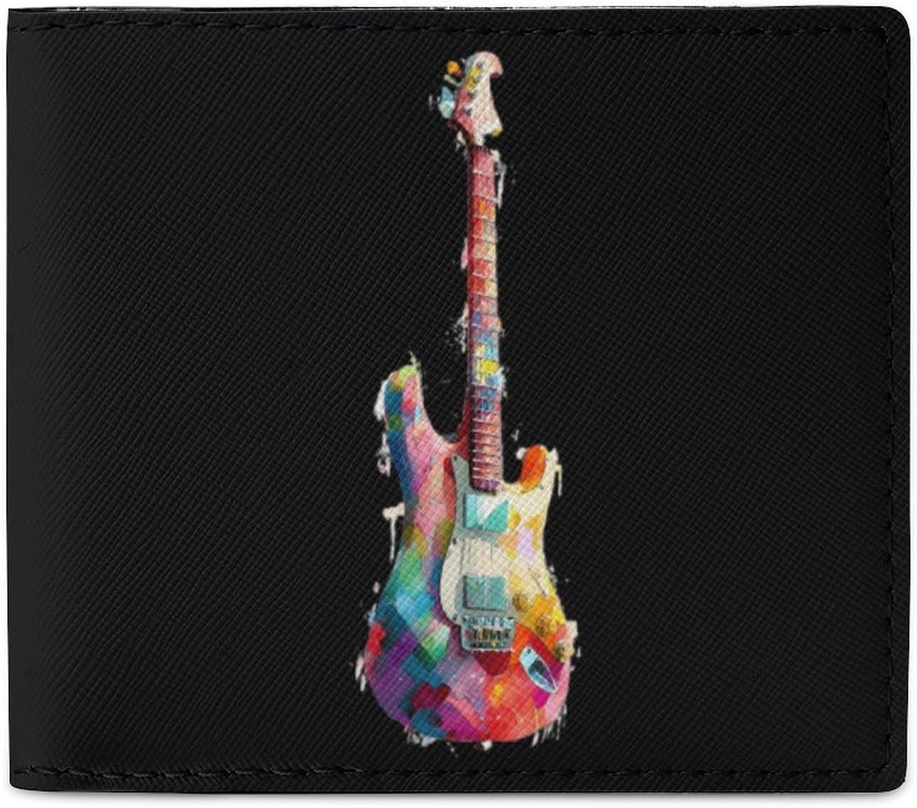 Colorful Electronic Guitar Novelty Wallets Slim Soft Front Pockets Bifold Wallet with ID Credit Card Holder