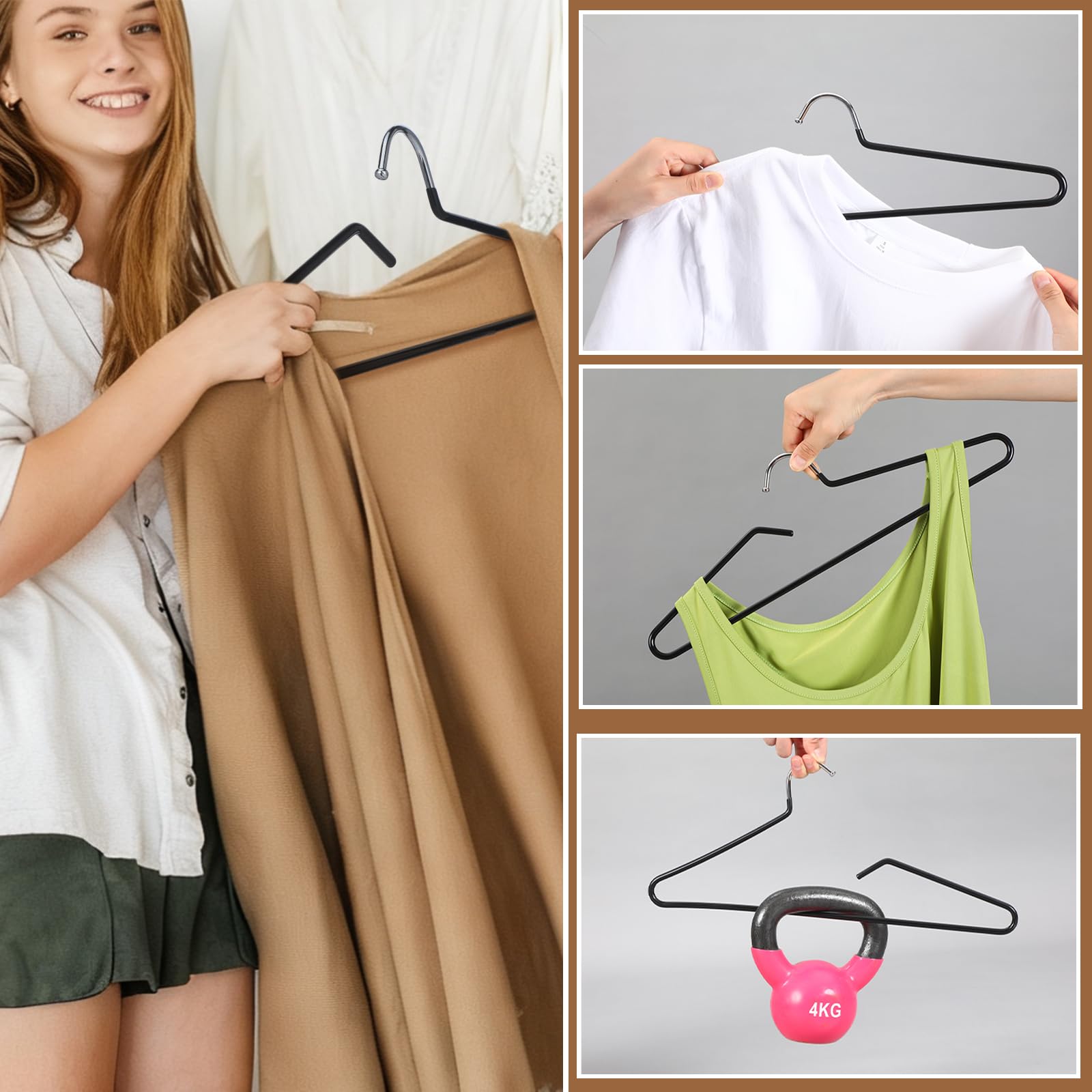 Leumoi Paquete de 20 perchas de metal antideslizantes para ropa, pantalones, camisas, camisetas sin mangas, chaquetas, ahorro de espacio, protección de cuello corto para el hogar, plástico