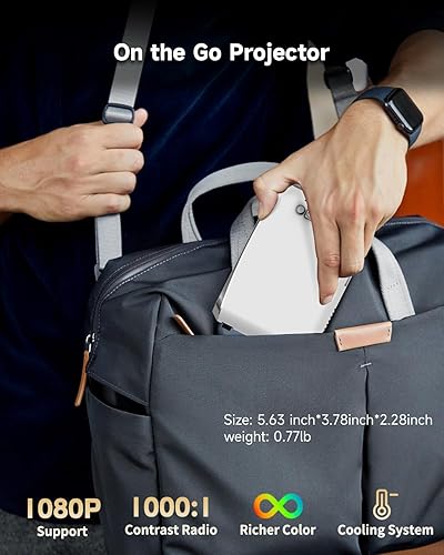 Miniatura 2 de Mini proyector con WiFi, proyector portátil para iPhone, proyector de películas HD 1080P, pequeño proyector de video para exteriores e interiores,