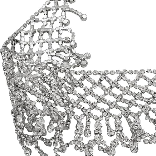 Miniatura 4 de Collar de gargantilla de diamantes de imitación completo de cristal brillante sexy collares de cristal de plata elegante collar de borla