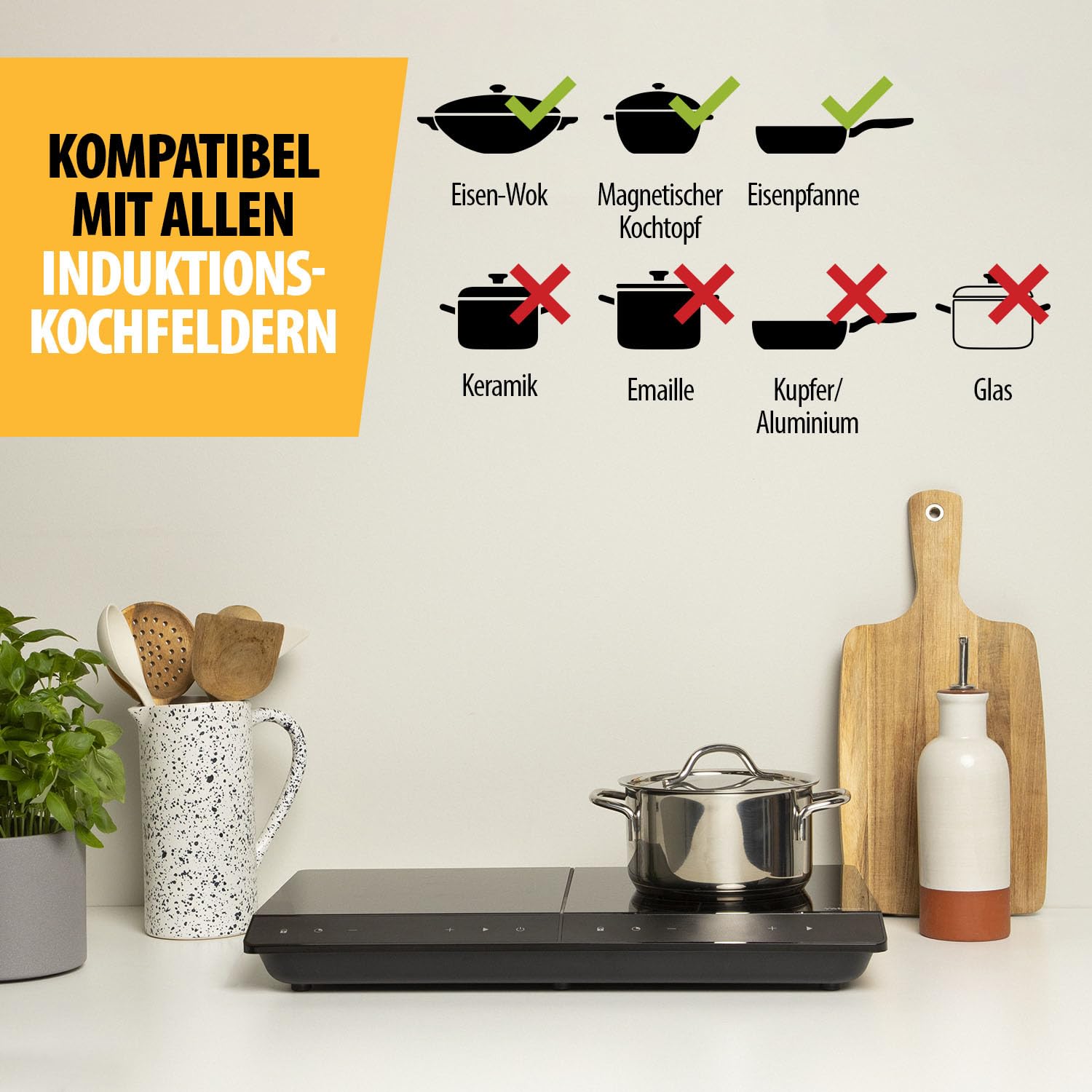 Tristar Doppel-Induktionskochplatte, ⌀19 cm Kochfeld, 10 Leistungsstufen, 3500 W, energieeffizient, integrierter Timer, mit Überhitzungsschutz, IK-6162